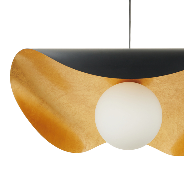 Lampa wisząca ENZO czarna metalowa z białą kulą 40 cm 
