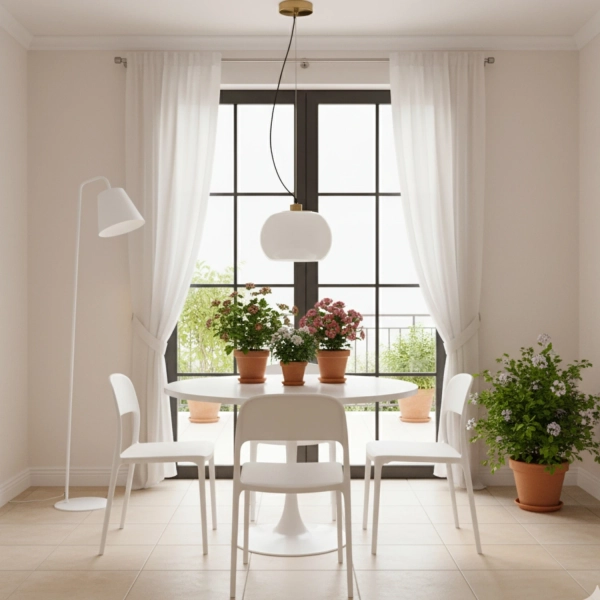 Lampa wisząca CHERRY - biała kula szklana ze złotymi detalami, do salonu