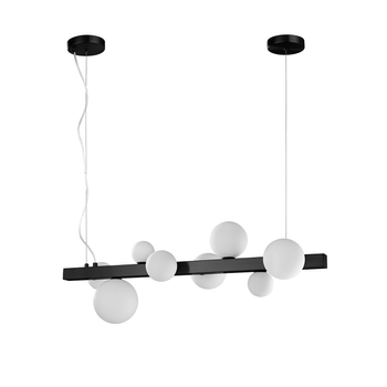 Lampa wisząca GALA 90 cm - czarna z białymi szklanymi kloszami, nowoczesna do salonu