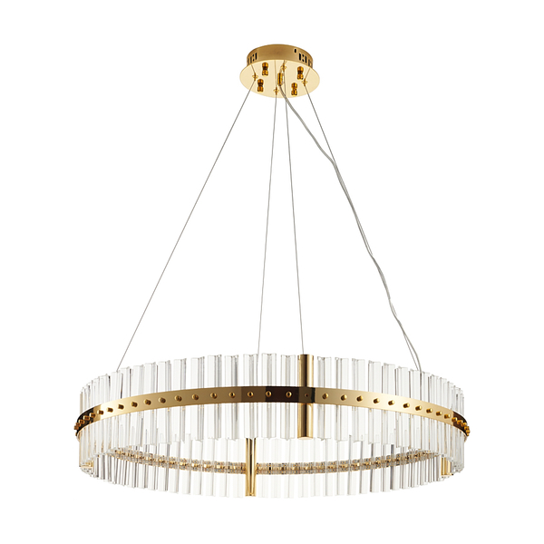 Nowoczesna Lampa z Kryształami LED AURA złota 85 cm - Elegancki Żyrandol Okrągły