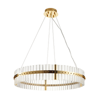 Nowoczesna Lampa z Kryształami LED AURA złota 85 cm - Elegancki Żyrandol Okrągły