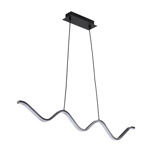 Lampa wisząca ZIGZAG LED 90 cm - czarna, falista metalowa listwa, idealna nad wyspę lub stół