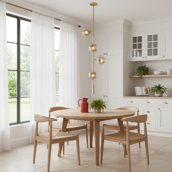 Lampa wisząca SISI złota - szklane bursztynowe klosze, nowoczesna