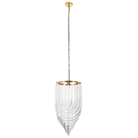 Lampa wisząca WAVE - złota z kryształowym kloszem 60 cm
