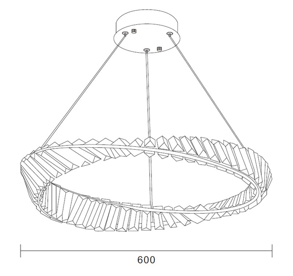 Lampa wisząca TWIST ROUND LED 60 cm - kryształowa złota lampa glamour do salonu