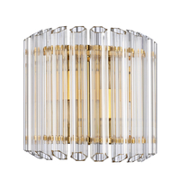 Kinkiet HARMONY - złoty kryształowy, lampa ścienna glamour ze szklanymi rurkami