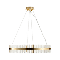 Nowoczesna Lampa z Kryształami LED AURA złota 85 cm - Elegancki Żyrandol Okrągły