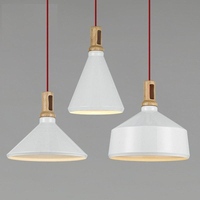 Lampa wisząca biało-drewniana skandynawska NORDIC WOODY 35*32 cm