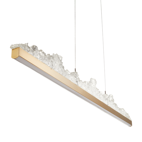 Lampa wisząca LED MONTANA LONG 125 cm - złota listwa z kryształowym efektem