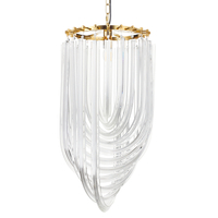 Lampa wisząca WAVE złota ze szklanym kryształem 40 cm