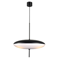 Lampa wisząca PIATTO 50 cm- nowoczesny biało-czarny płaski klosz