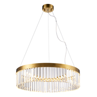 Lampa wisząca LED FORTUNA 60 cm - złota kryształowa okrągła, styl glamour