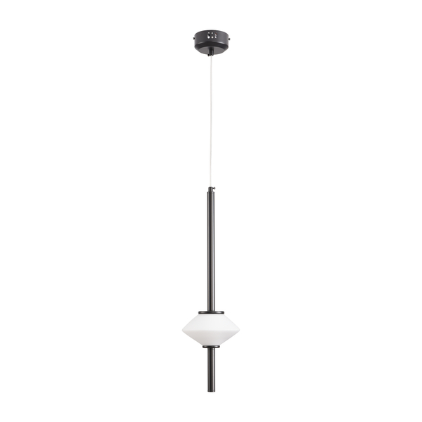 Lampa wisząca RULLO ledowa pionowa czarna nowoczesna biały klosz 60 cm