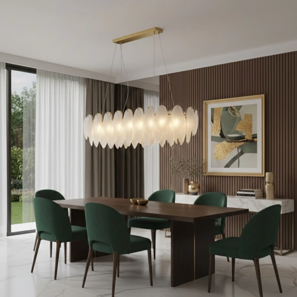 Designerska lampa wisząca PIUMA LONG - w kolorze białym