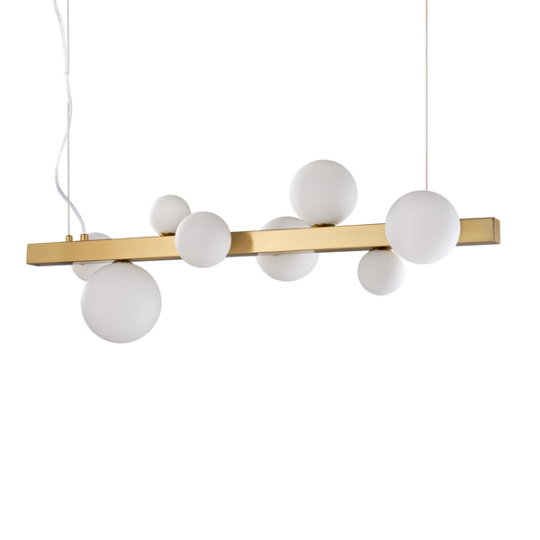 Lampa wisząca GALA 90 cm - złota z białymi szklanymi kloszami, nowoczesna do salonu