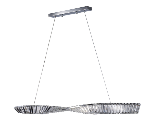 Lampa wisząca TWIST LONG LED podłużna kryształowa chrome luksusowa 120 cm