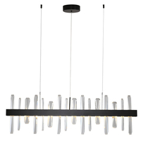 Lampa wisząca ARCTIC ledowa czarna podłużna listwa kryształki 100*33 cm
