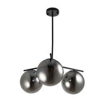 Lampa wisząca loftowa czarna metalowa przydymione duże szare klosze VENUS-3 60 cm
