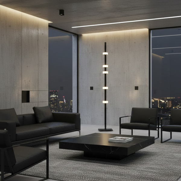 Lampa stojąca RINGO – elegancka LED smukła, czarna, 182 cm