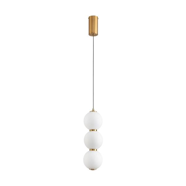 Lampa wisząca PERLA LED złota - nowoczesne białe szklane kule 12 cm