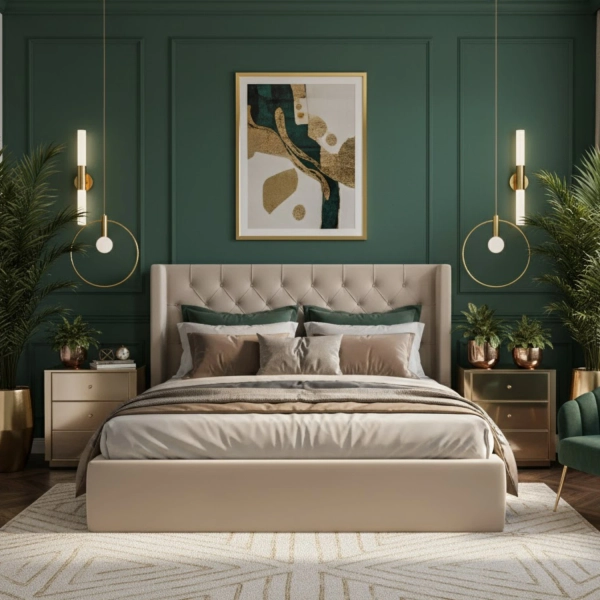 Lampa wisząca Bella 40 - nowoczesna, złota lampa w cienkiej ramie, 40cm