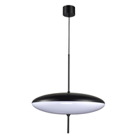 Lampa wisząca PIATTO 50 cm- nowoczesny biało-czarny płaski klosz