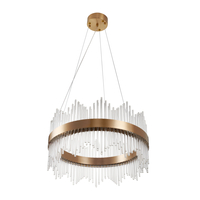 Lampa wisząca LED BRILANTE 50 cm - kryształowa, złota obręcz, elegancki glamour