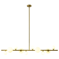 Lampa wisząca Milky Drop - złota listwa z białymi szklanymi kloszami 120 cm
