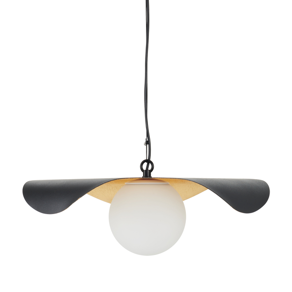 Lampa wisząca ENZO czarna metalowa z białą kulą 40 cm 