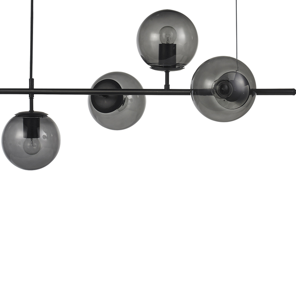 Lampa wisząca SISI czarna pozioma listwa okrągłe klosze 120 cm