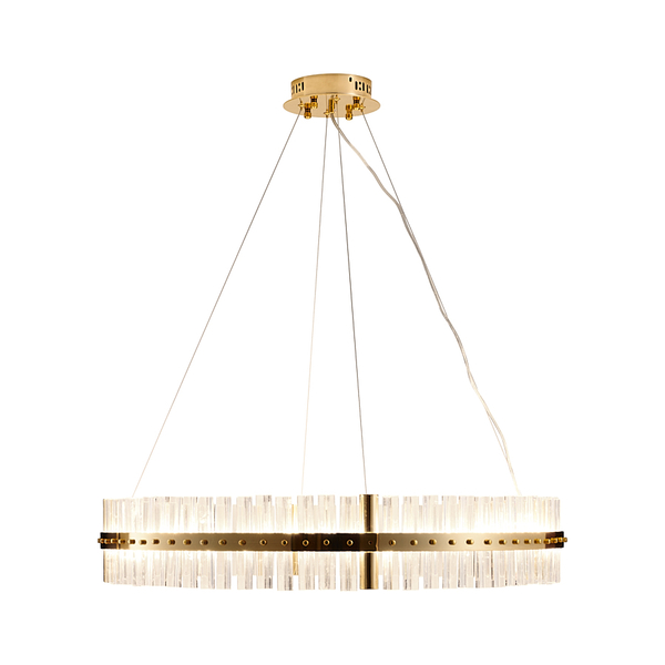 Nowoczesna Lampa z Kryształami LED AURA złota 85 cm - Elegancki Żyrandol Okrągły