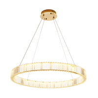 Lampa wisząca LED TIARA 60 cm - złota kryształowa okrągła, do salonu