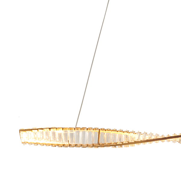 Lampa wisząca TWIST LONG LED podłużna kryształowa złota luksusowa 120m