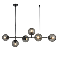 Lampa wisząca SISI czarna pozioma listwa okrągłe klosze 120 cm