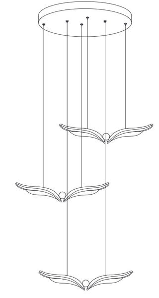 GUFO 3 – LED złoty ptak w różowym złocie, 36 cm