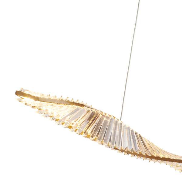 Lampa wisząca TWIST LONG LED podłużna kryształowa złota luksusowa 150 cm