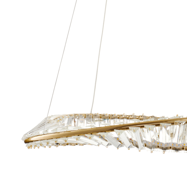 Lampa wisząca TWIST LONG LED podłużna kryształowa złota luksusowa 150 cm