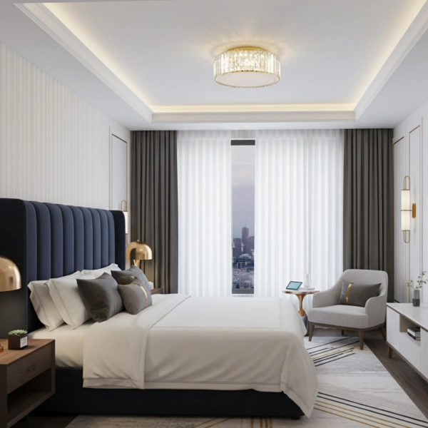 Plafon LED MAGIA-40 okrągły 40 cm - złoty kryształowy, styl glamour