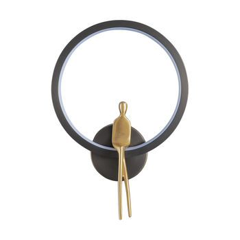 Kinkiet LED czarny AMICI RING - siedzący ludzik 27 cm, nowoczesny