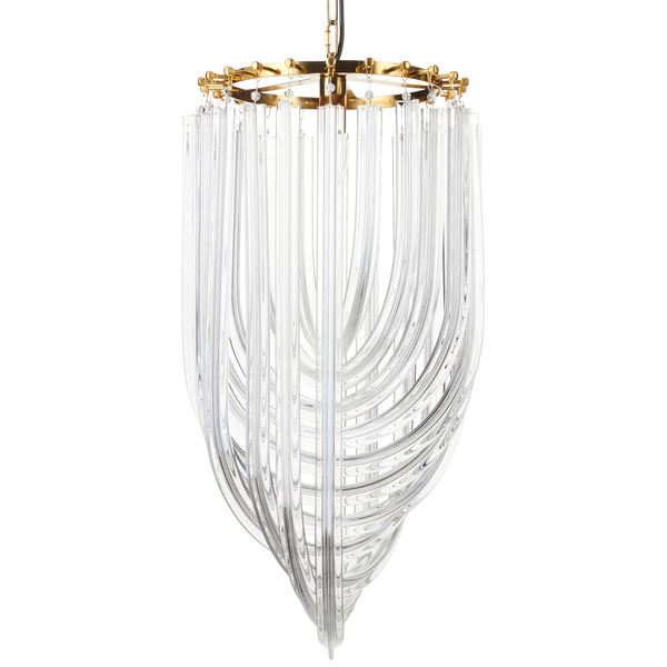 Lampa wisząca WAVE - złota z kryształowym kloszem 40 cm