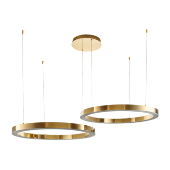 Lampa wisząca CIRCLE 60+80 ledowa ringi złoty połysk na 1 podsufitce pozioma Step into Design