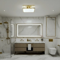 Plafon LED kryształowy MAGIA Square złoty - kwadratowy, elegancki glamour