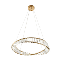 Lampa wisząca TWIST ROUND LED 60 cm - kryształowa złota lampa glamour do salonu