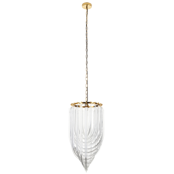 Lampa wisząca WAVE - złota z kryształowym kloszem 40 cm