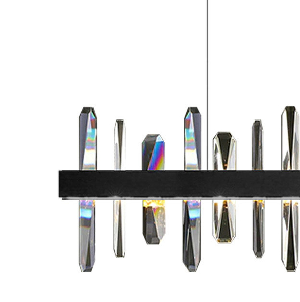 Lampa wisząca ARCTIC ledowa czarna podłużna listwa kryształki 100*33 cm