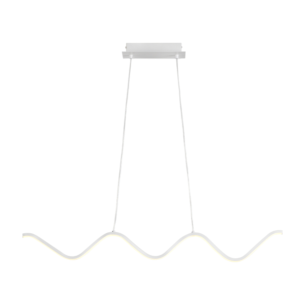 Lampa wisząca ZIGZAG LED 90 cm - biała, falista metalowa listwa, idealna nad wyspę lub stół