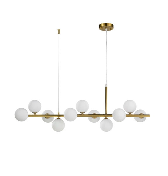 Lampa wisząca złota listwa białe kule 100 cm 