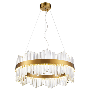 Lampa wisząca LED EMPEROR 50 cm - złota kryształowa okrągła, styl glamour