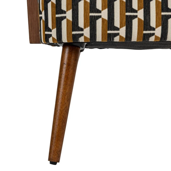 Fotel Chiara - Brązowy Fotel z podłokietnikami, Wzór Geometryczny do Salonu