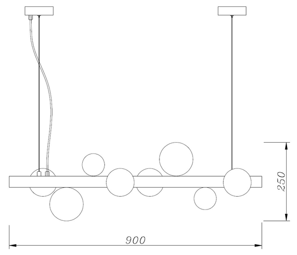 Lampa wisząca GALA 90 cm - czarna z białymi szklanymi kloszami, nowoczesna do salonu